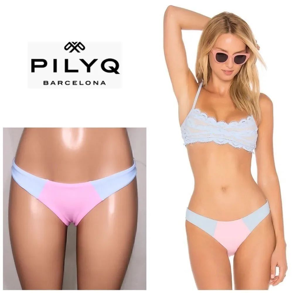 New. PILYQ pink and blue color block full bottoms. Small